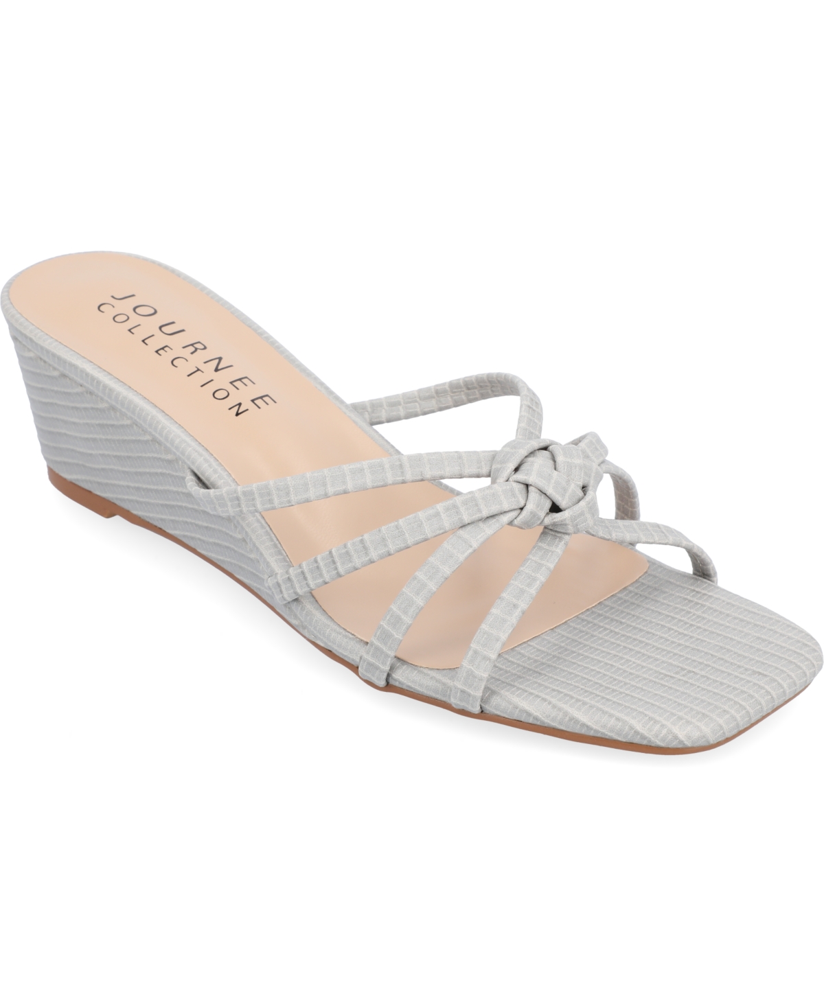 Shop Journee Collection Women's Blayke Knotted Slip On Wedge Sandals In Gray