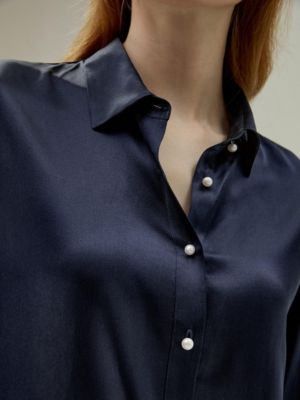 Women's Classic Pearl Button Silk Shirt