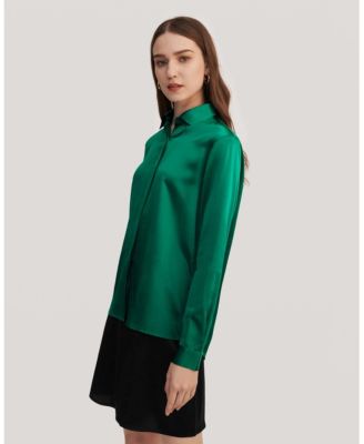 Women's Basic Concealed Placket Silk Shirt