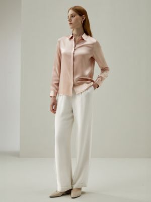Women's Basic Concealed Placket Silk Shirt