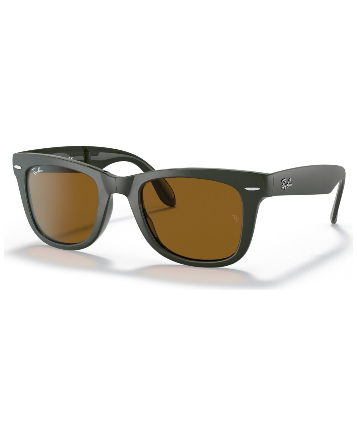 Shop Ray Ban Sunglasses, Rb4105 Folding Wayfarer In Polished Military Green,brown
