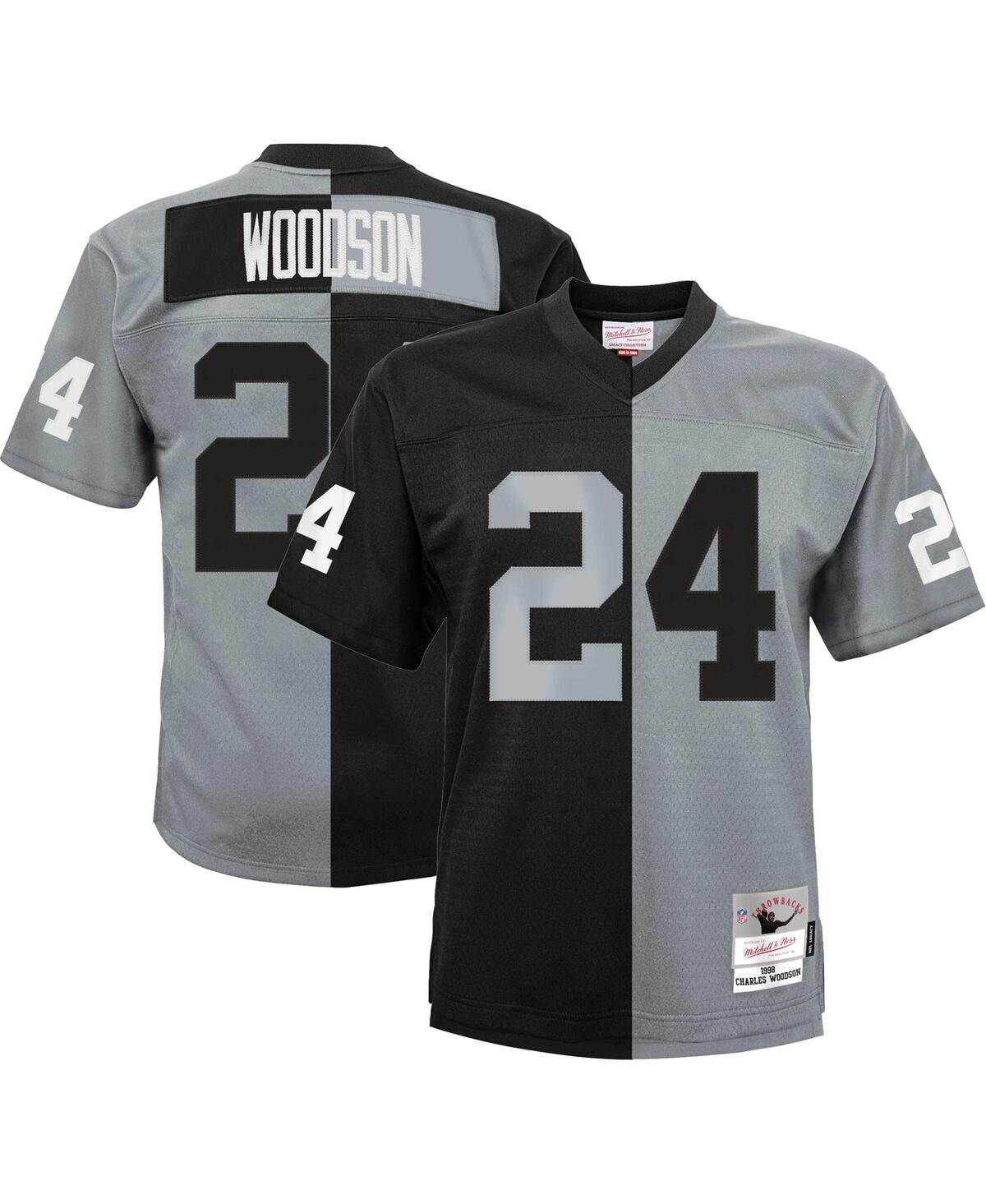 Big Boys and Girls Mitchell & Ness Charles Woodson Silver Las Vegas Raiders Split Legacy Jersey - Silver