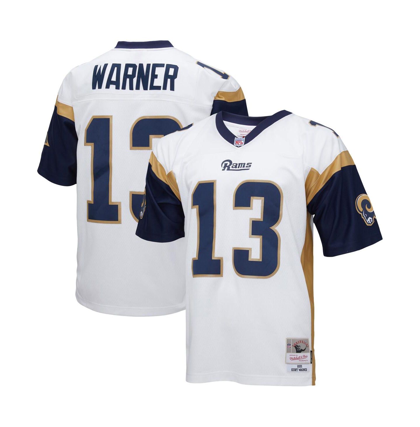 Мужской топ Mitchell & Ness Kurt Warner White Los Angeles Rams Big and Tall 2001 Retired Player Replica Jersey — фото 1