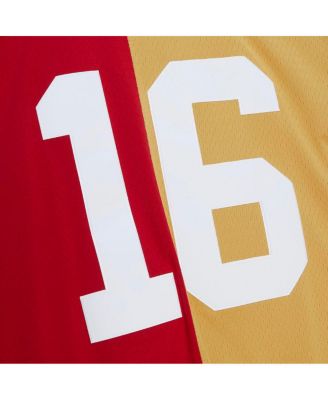 Men's Joe Montana Scarlet, Gold San Francisco 49ers 1990 Split Legacy Replica Jersey