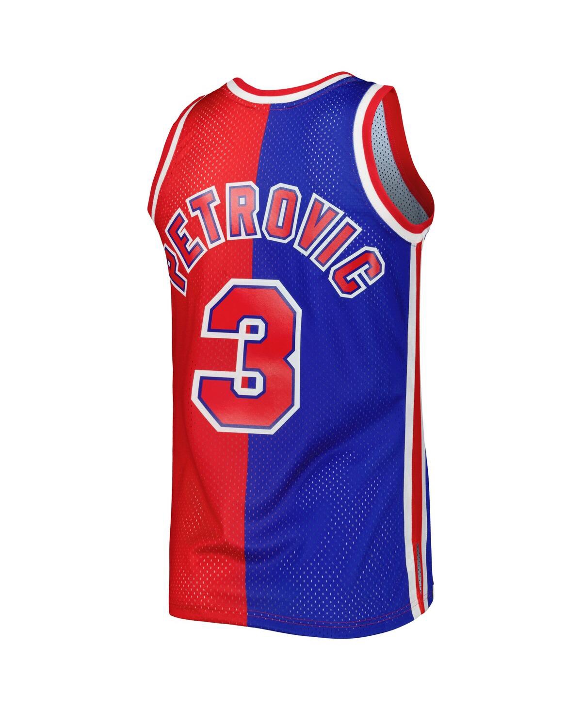 Men's Mitchell & Ness Drazen Petrovic Red New Jersey Nets Hardwood Classics 1992-93 Split Swingman Jersey - Red