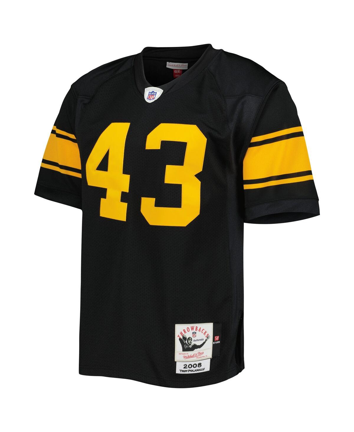 Men's Mitchell & Ness Troy PolamaluPittsburgh Steelers 2008 Alternate Authentic Retired Player Jersey - Black