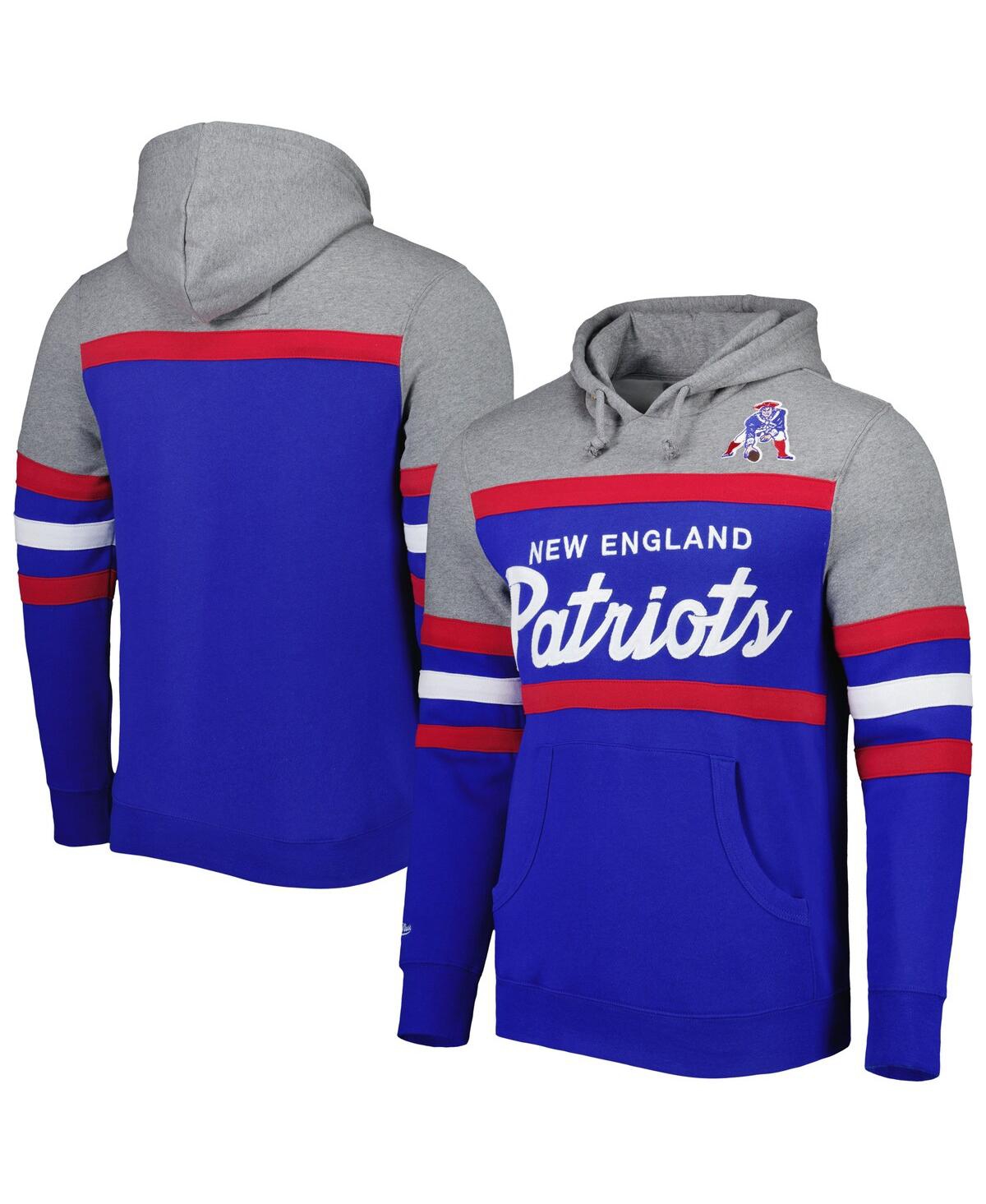 Men's Mitchell & Ness Heathered Gray New England Patriots Head Coach Pullover Hoodie - Heathered Gray