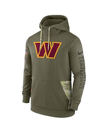 Men's washington redskins nike olive salute outlet to service sideline therma performance pullover hoodie