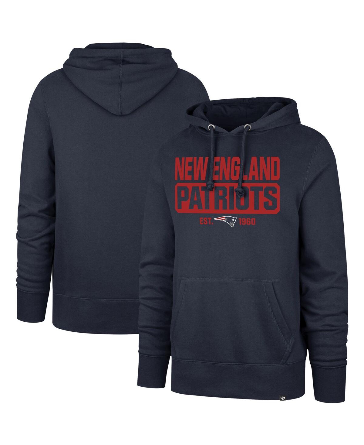 Shop 47 Brand Men's ' Navy New England Patriots Box Out Headline Pullover Hoodie