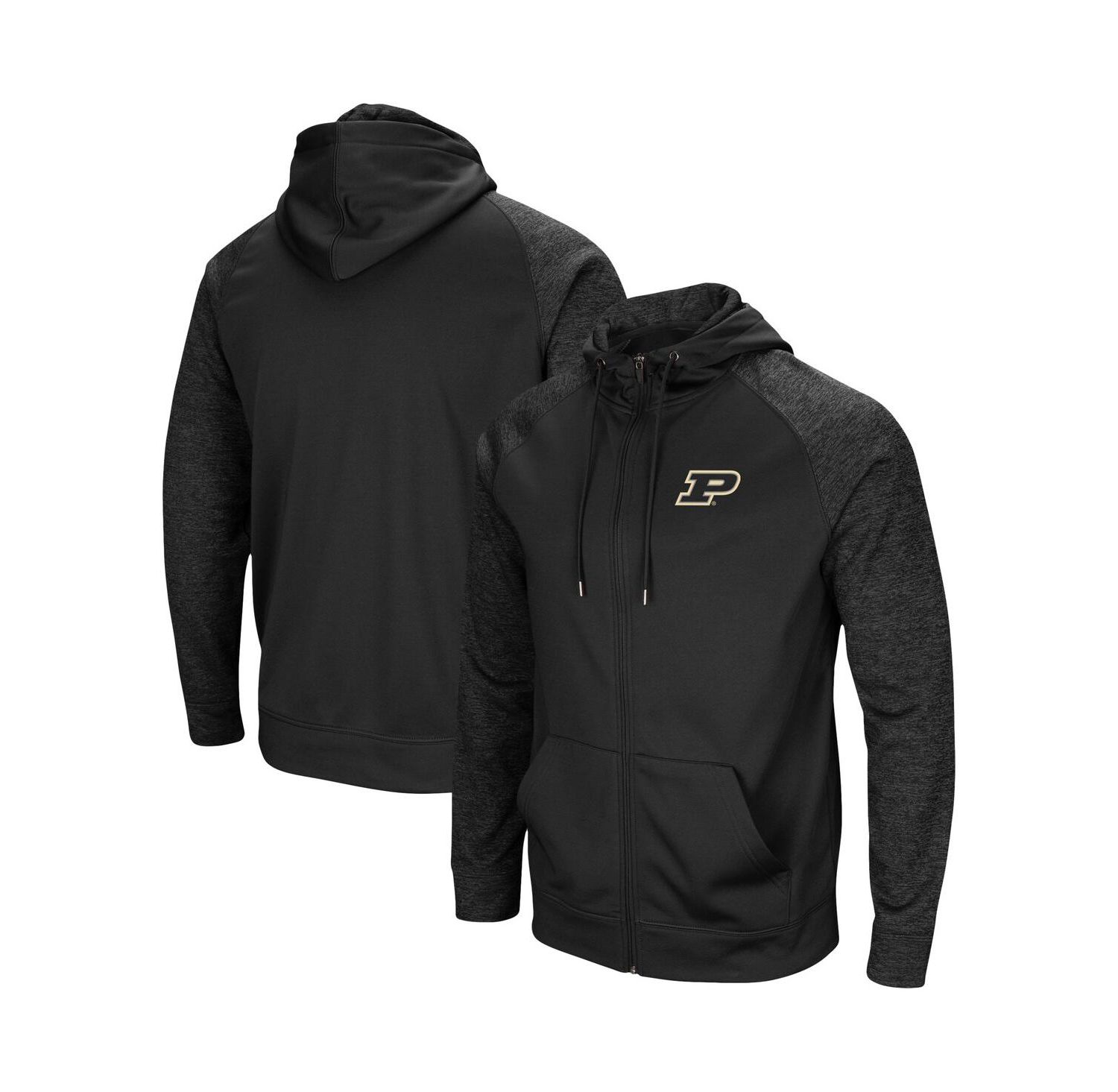 Men's Black Purdue Boilermakers Blackout 3.0 Tonal Raglan Full-Zip Hoodie