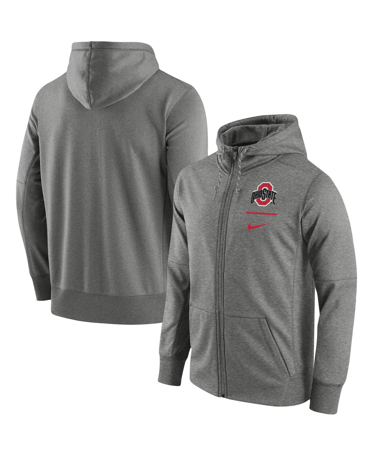 Shop Nike Men's  Heathered Gray Ohio State Buckeyes Logo Stack Performance Full-zip Hoodie