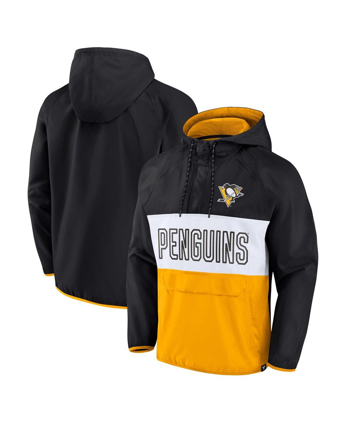 Men's Fanatics Gold Pittsburgh Penguins Backhand Shooter Defender Anorak Raglan Hoodie Quarter-Zip Jacket - Gold