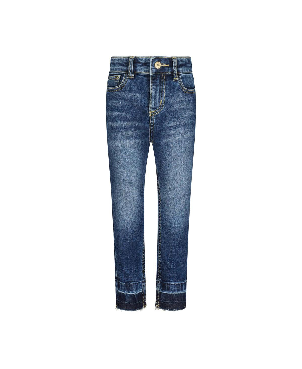 Steve Madden Big Girls Classic Mid-Rise Raw Hem Skinny Jeans with Scrunchie