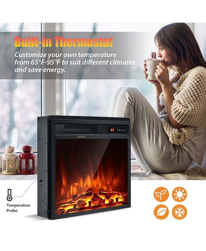 Costway 18'' Electric Fireplace Freestanding & Recessed Heater Macy's