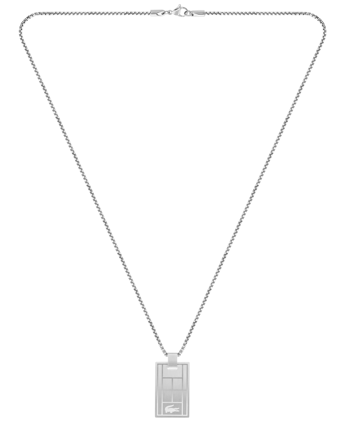 Lacoste Men's Stainless Steel Tag Necklace In Silver