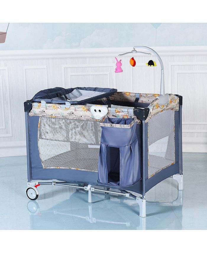 Costway Foldable Baby Crib Playpen Playard Pack Travel Infant