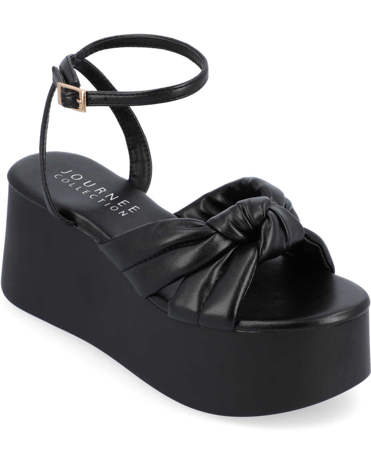 Journee Collection Lailee Ankle Strap Platform Sandal In Black