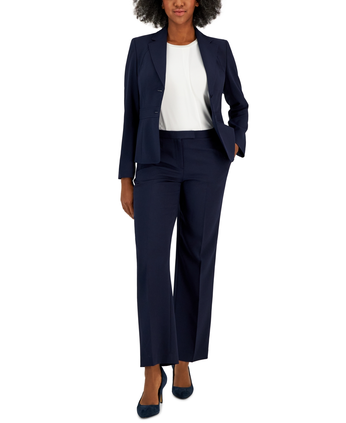 Le Suit Crepe Two-Button Blazer & Pants, Regular and Petite Sizes
