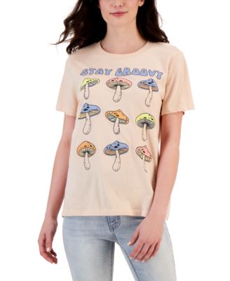 Grayson Threads Black - Juniors' Stay Groovy Mushroom Short-Sleeve T-Shirt