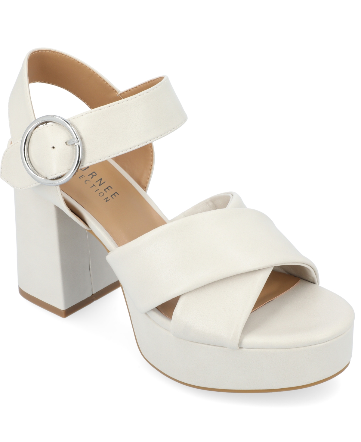 Shop Journee Collection Women's Akeely Platform Sandals In Bone