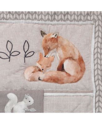 Baby Painted Forest Gray/Beige Woodland Animals 4-Piece Nursery Crib Bedding Set