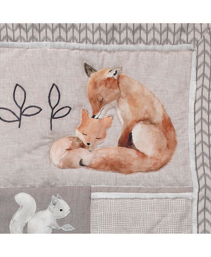 Lambs & Ivy Painted Forest Gray/Beige Woodland Animals 4Piece Nursery Baby Crib Bedding Set