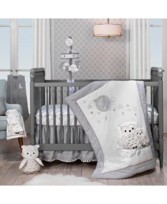 Lambs Ivy Luna White Gray Celestial Owl 4 Piece Nursery Baby Crib Bedding Set Macy s