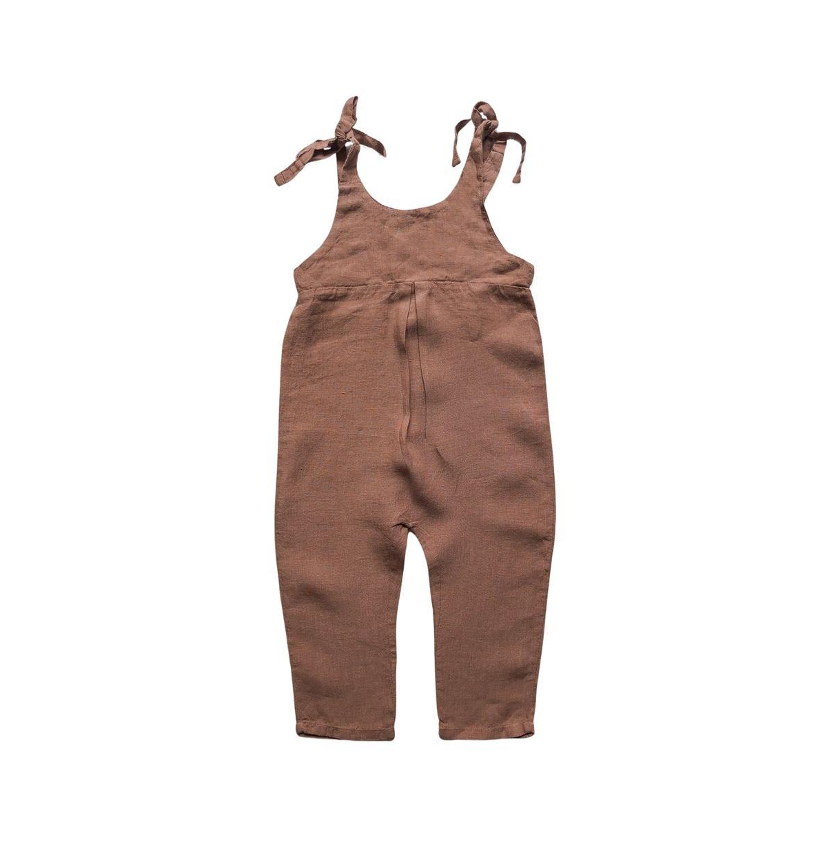 The Simple Folk Toddler Boy And Toddler Girl Dungaree Style Linen Greta Overall In Cinnamon