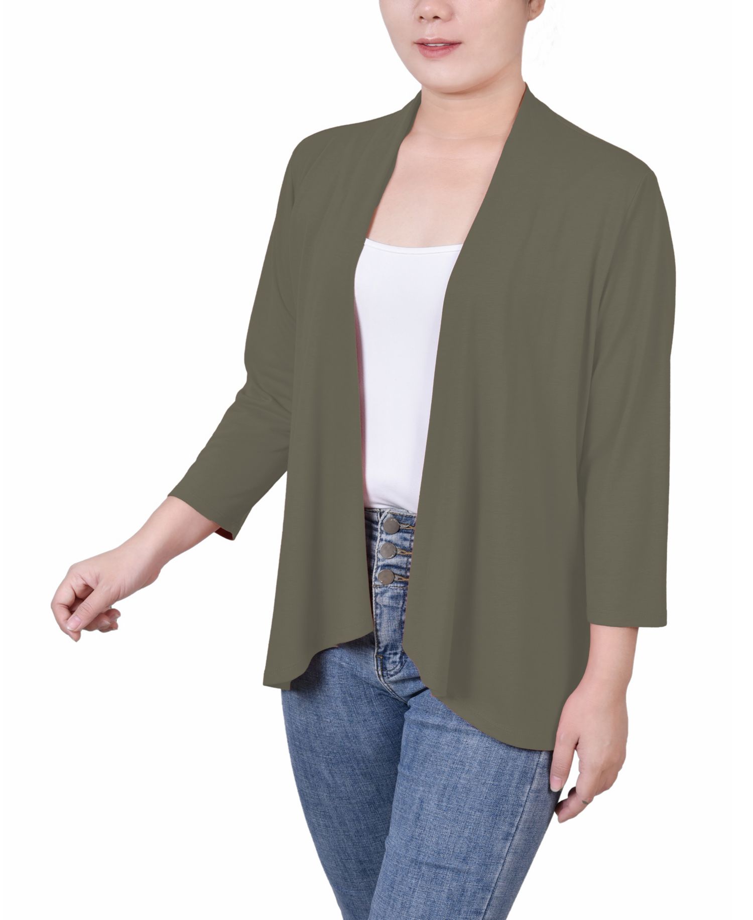 Women's Solid 3/4 Sleeve Cardigan