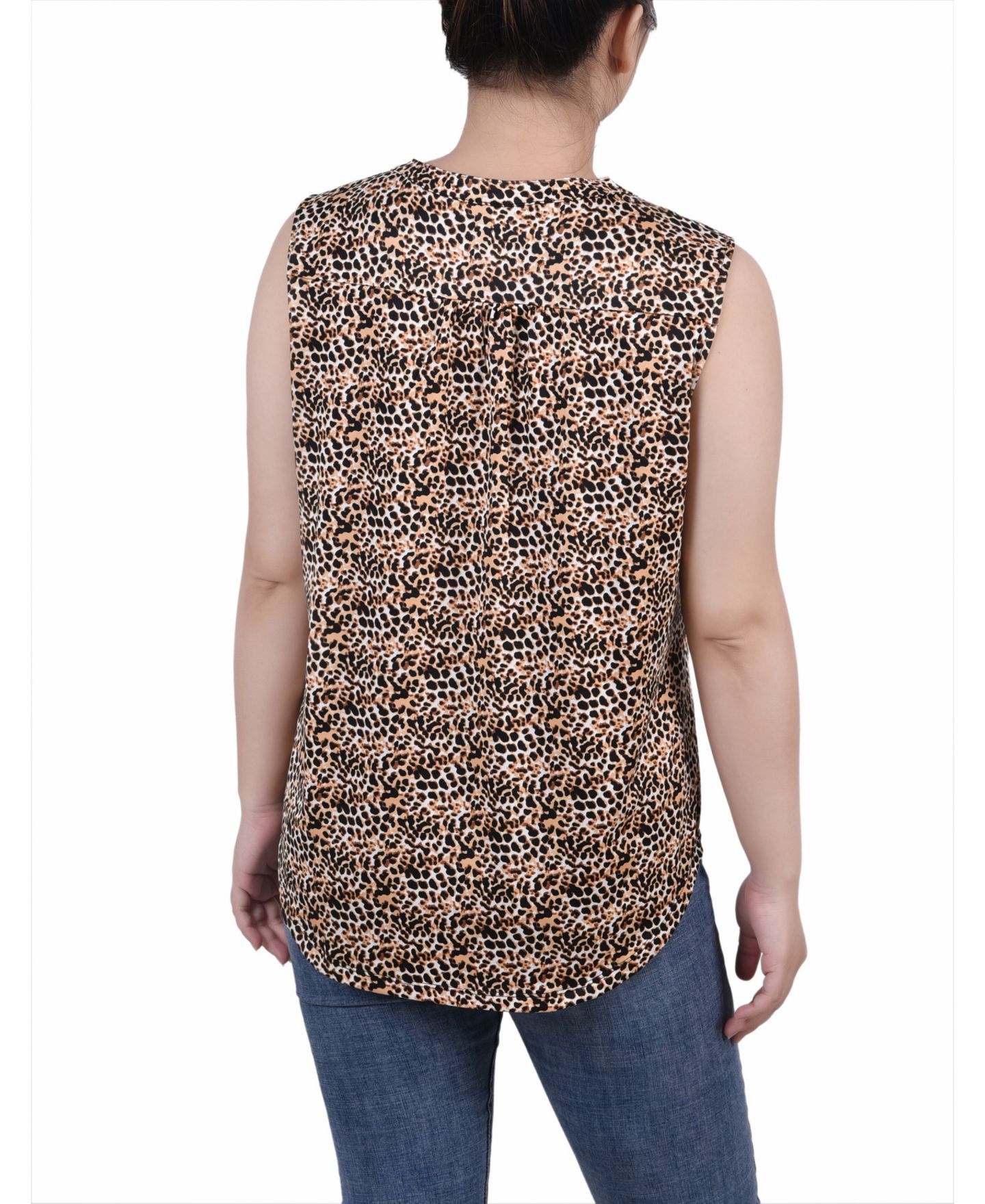 Женский топ NY Collection Sleeveless Knit Y-neck, цвет: Золотой чёрный — фото 2