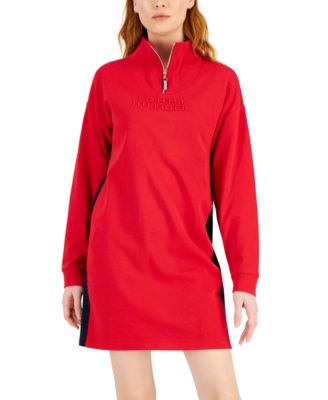 Tommy Hilfiger - Women's Mock-Neck Long-Sleeve Sweatshirt Dress