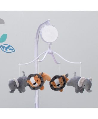 Jungle Fun Gray/Orange Elephant and Lion Safari Musical Baby Crib Mobile