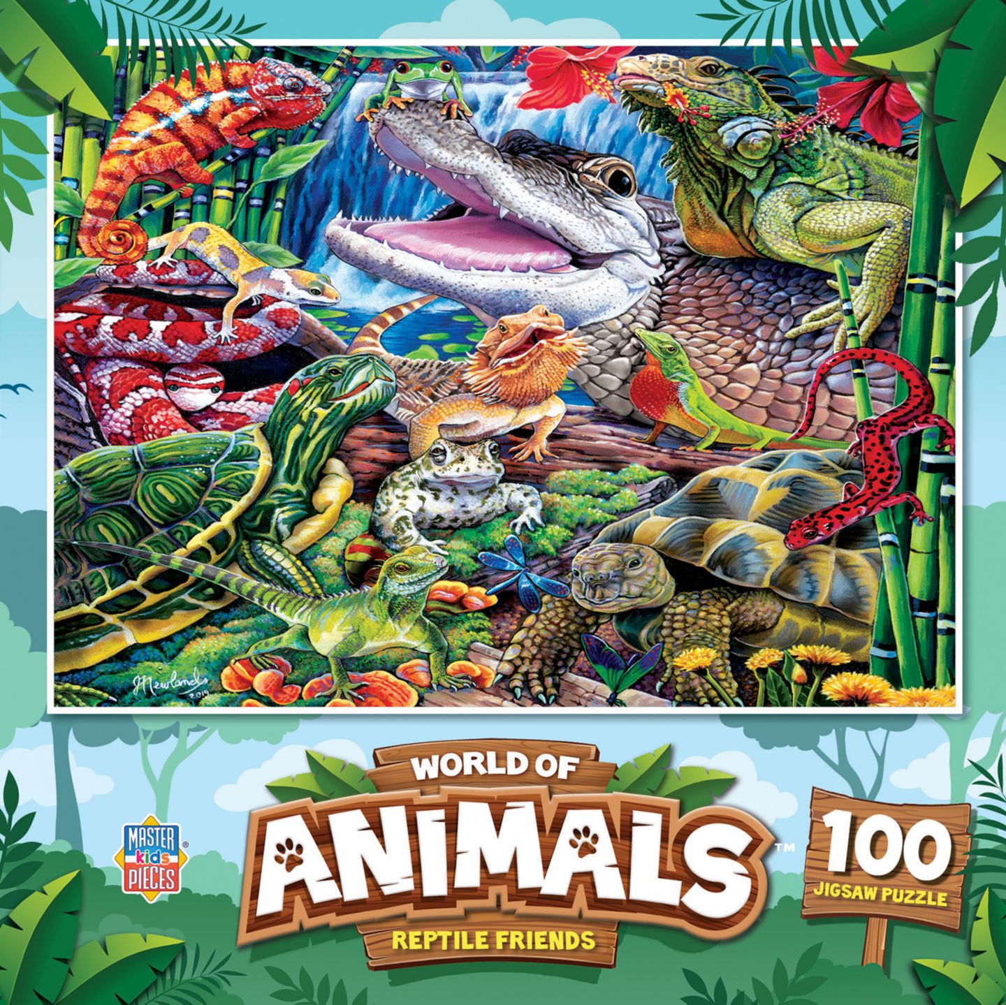 Детский пазл MasterPieces Puzzles MasterPieces World of Animals Reptile Friends 100 Piece Jigsaw Puzzle, цвет: Разноцветный — фото 1