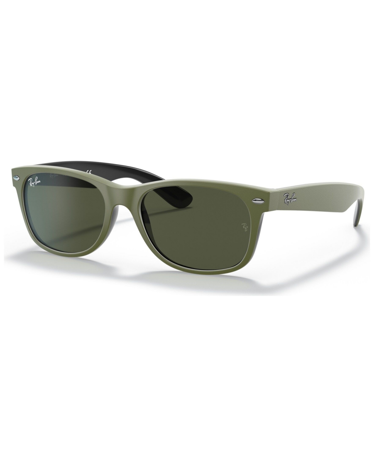 Ray Ban Unisex Sunglasses, Rb2132 New Wayfarer In Top Rubber Military Green On B,green