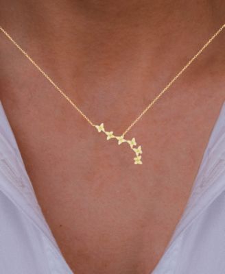 Cubic Zirconia Butterfly Necklace (2 ct. t.w.) in 14k Gold Over Sterling Silver