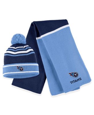 Women's Navy Tennessee Titans Colorblock Cuffed Knit Hat with Pom and Scarf Set