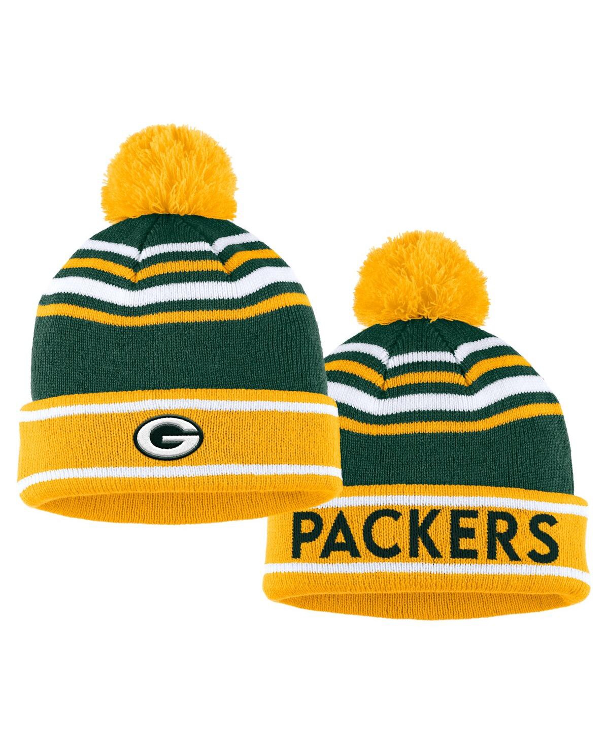 Shop Wear By Erin Andrews Women's  Green Green Bay Packers Colorblock Cuffed Knit Hat With Pom And Scarf S