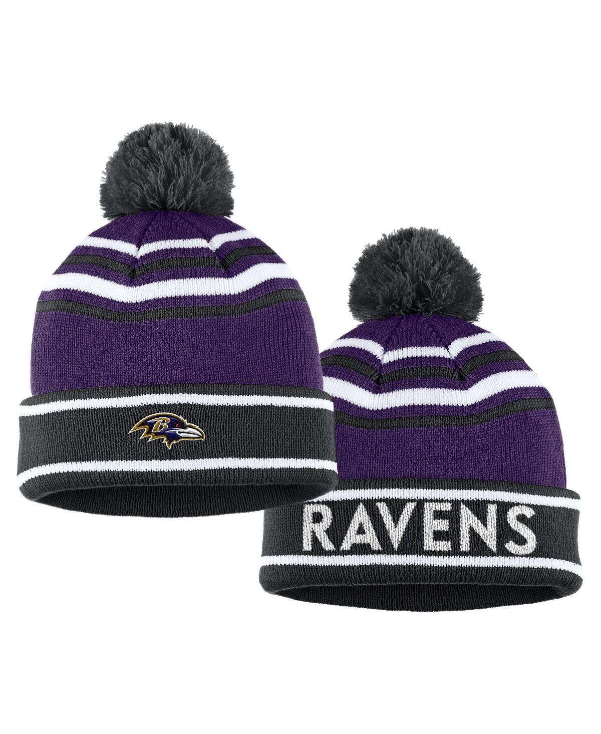 Shop Wear By Erin Andrews Women's  Purple Baltimore Ravens Colorblock Cuffed Knit Hat With Pom And Scarf S