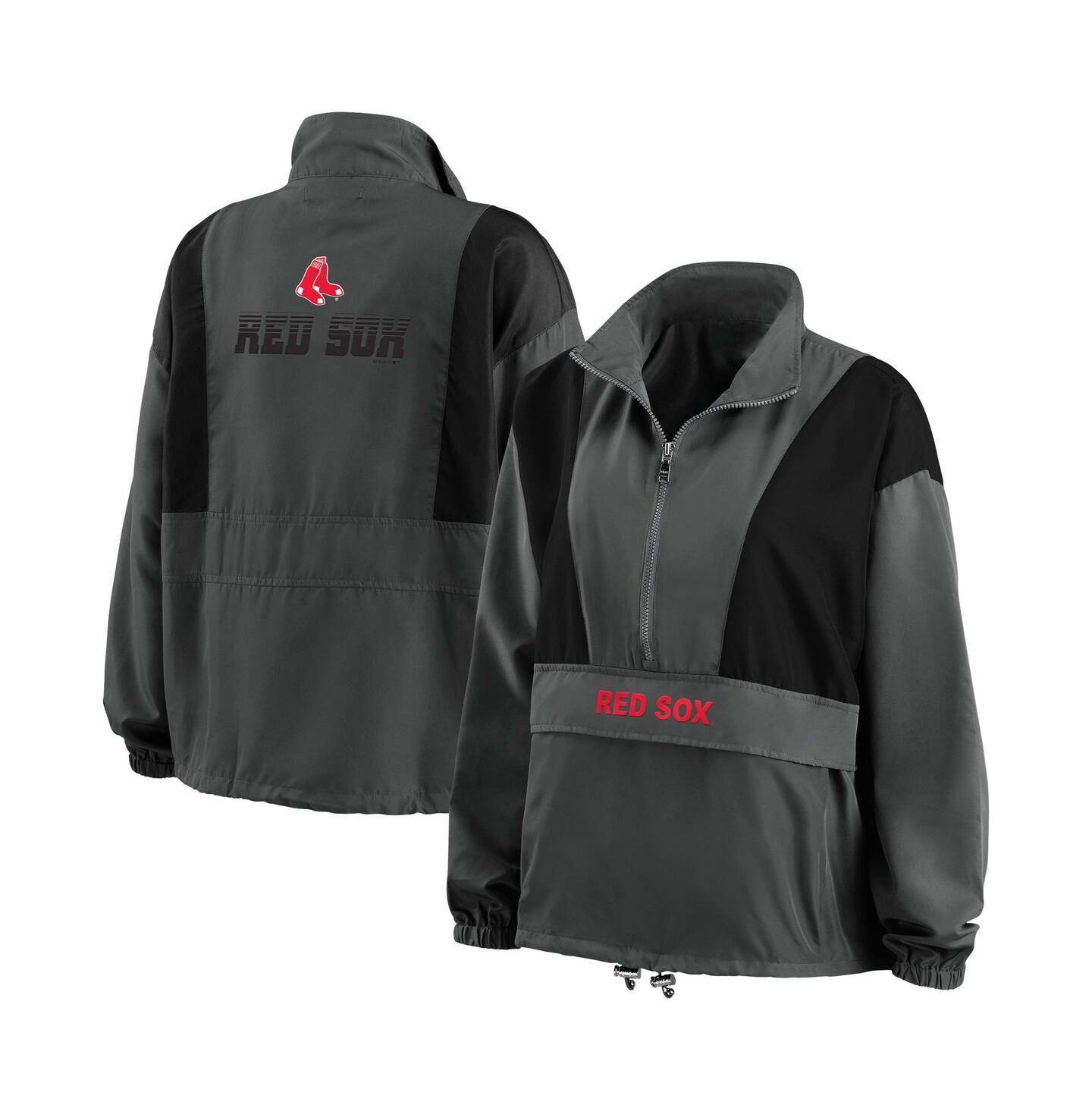 Женская куртка WEAR by Erin Andrews Charcoal Boston Red Sox Packable Half-Zip — фото 1