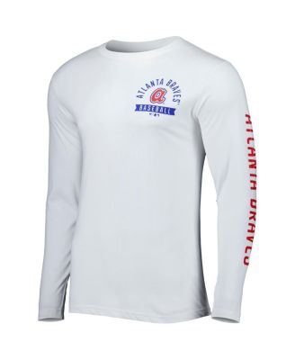 Men's White Atlanta Braves Pressbox Long Sleeve T-shirt