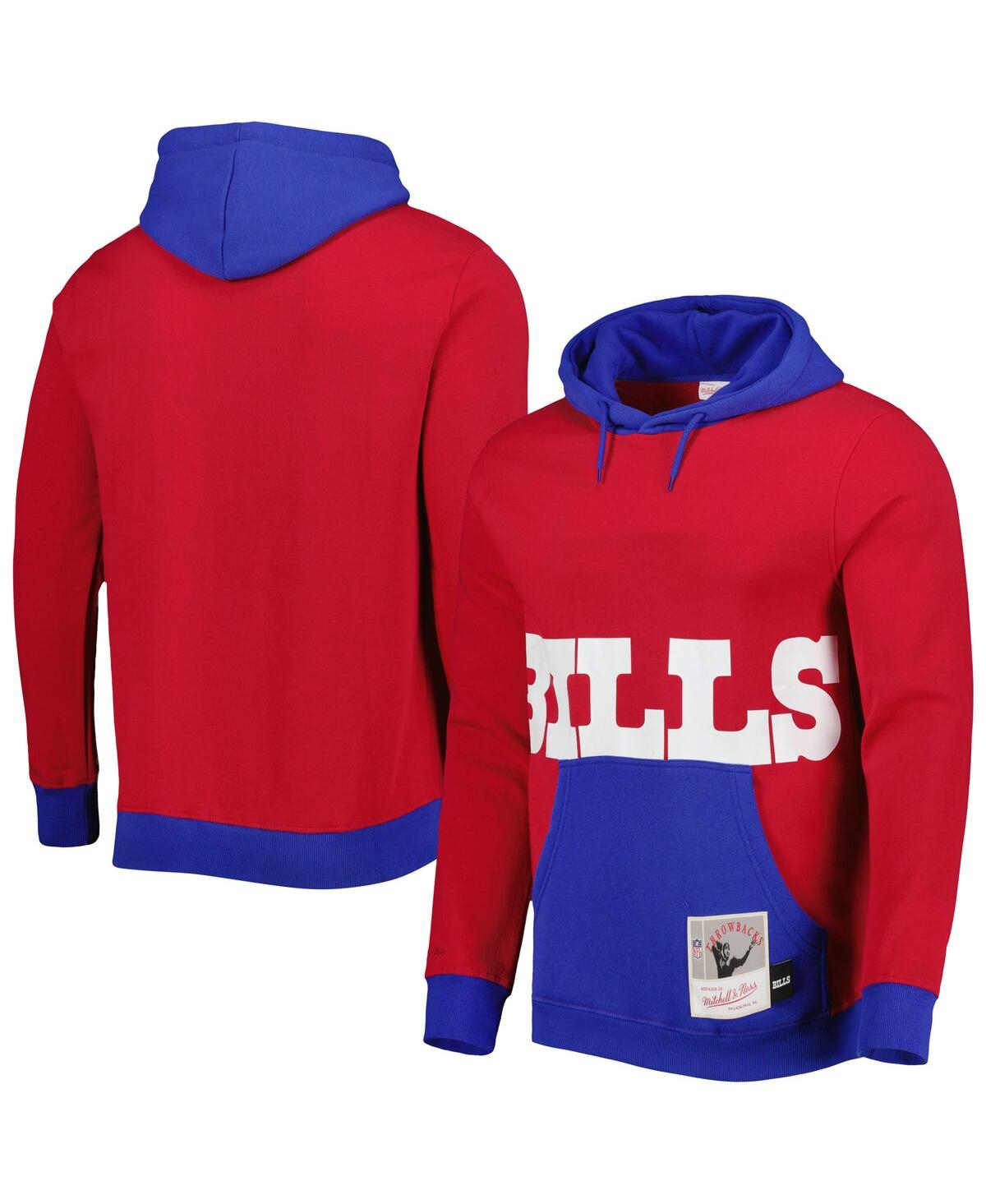 Shop Mitchell & Ness Men's  Red Buffalo Bills Big Face 5.0 Pullover Hoodie