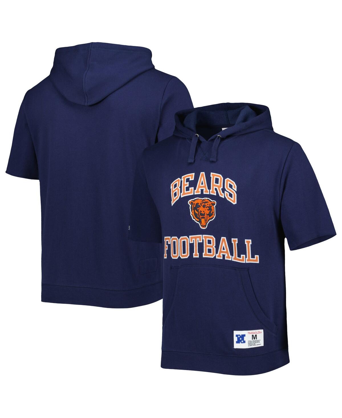 Men's Mitchell & Ness Navy Chicago Bears Postgame Short Sleeve Hoodie Size: Small