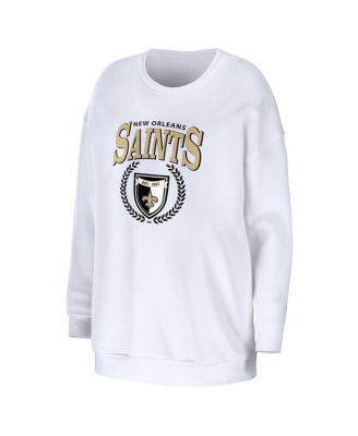Women's White New Orleans Saints Oversized Pullover Sweatshirt