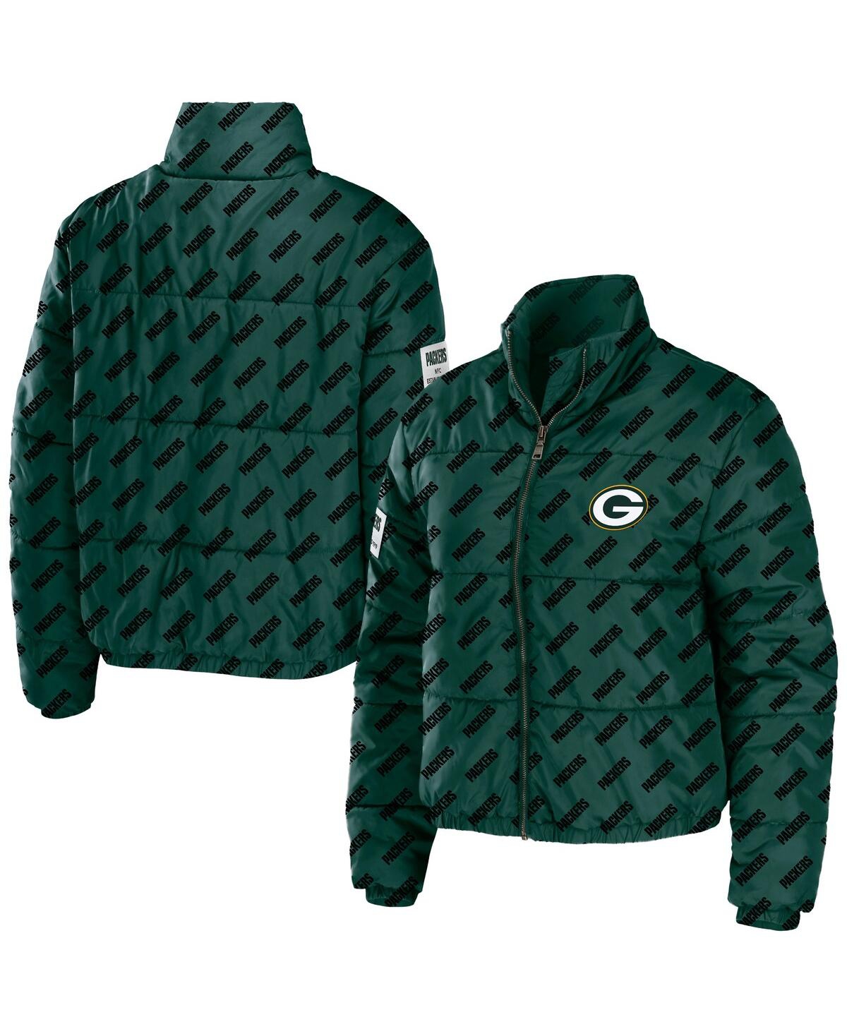 Shop Wear By Erin Andrews Women's  Green Green Bay Packers Puffer Full-zip Jacket