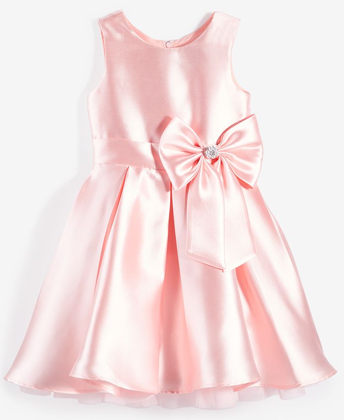 KIDS STRAPPY BUTTON THROUGH MINI DRESS W BOW HEIRLOOM EMPIRE