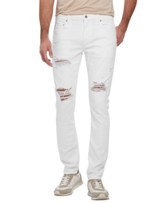 GUESS - Men's White Destroyed Skinny Jeans