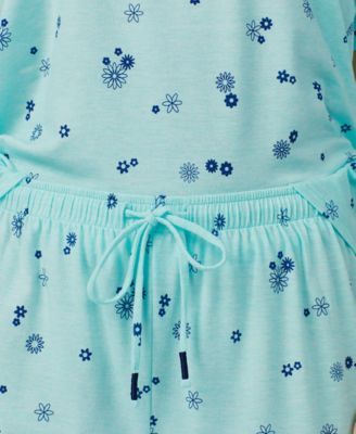 Printed Elbow-Sleeve Top & Capri Pants Pajama Set