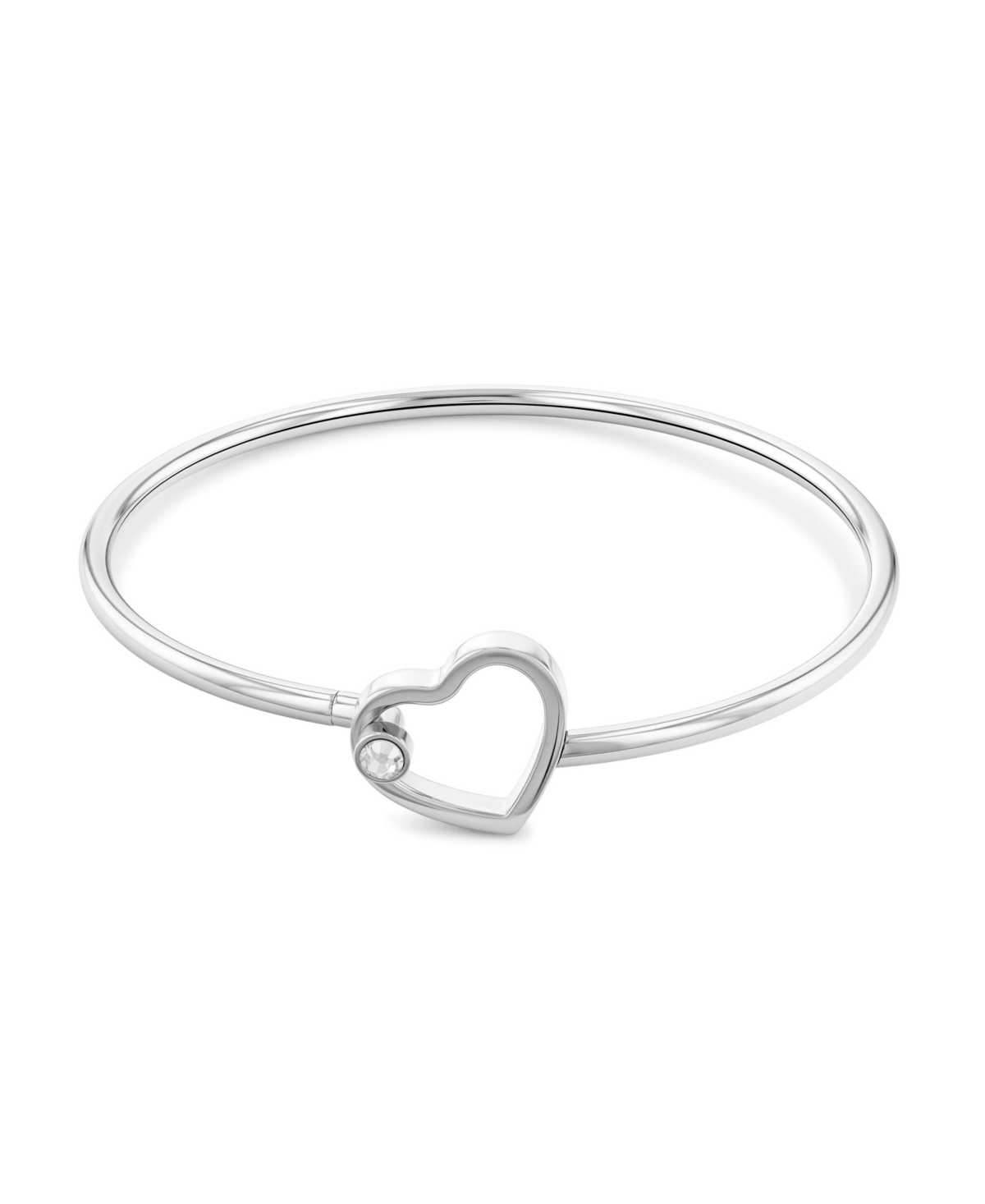 Tommy Hilfiger Open Heart Crystal Bangle In Silver