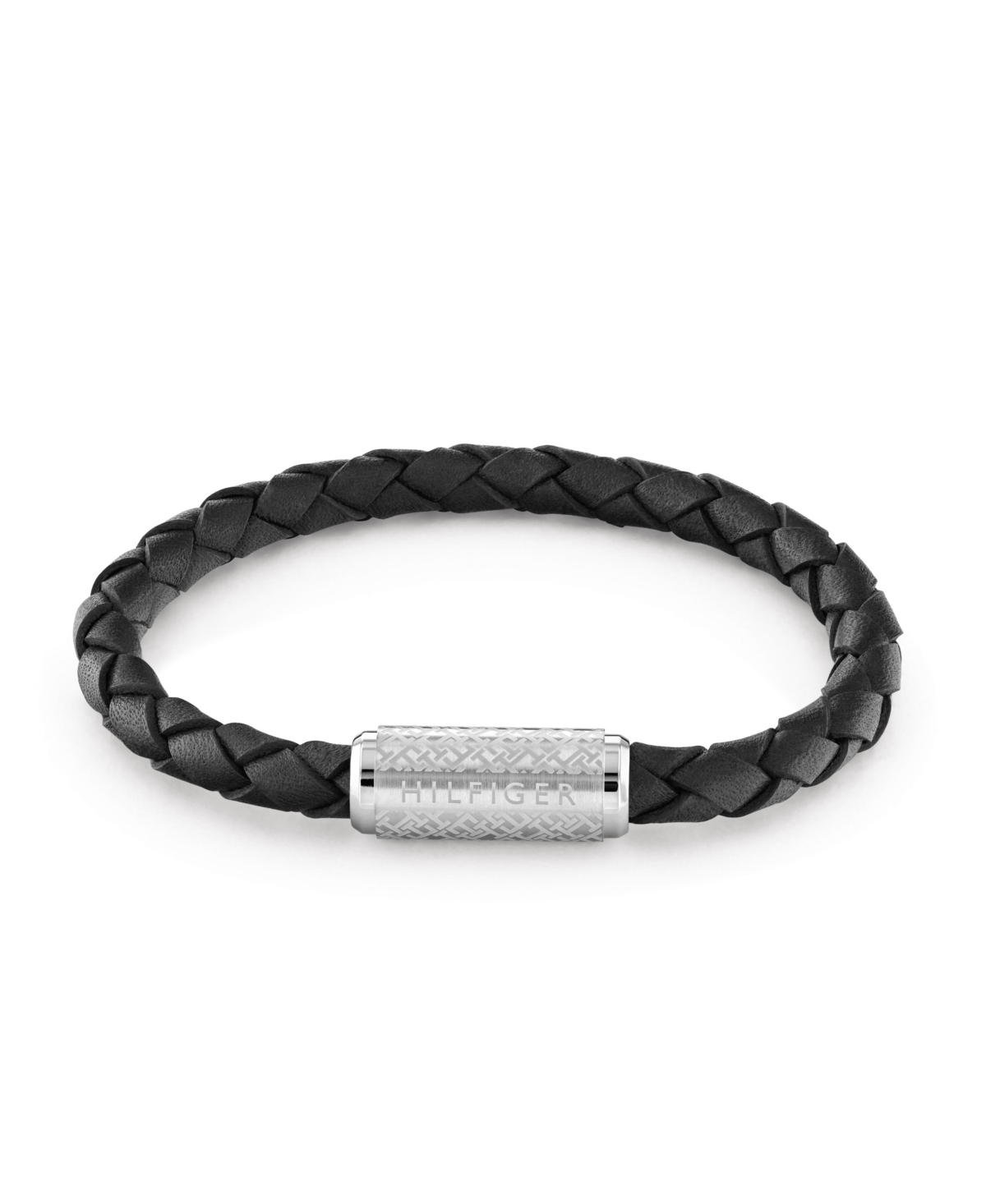 Tommy Hilfiger Adjustable Braided Black Leather Bracelet