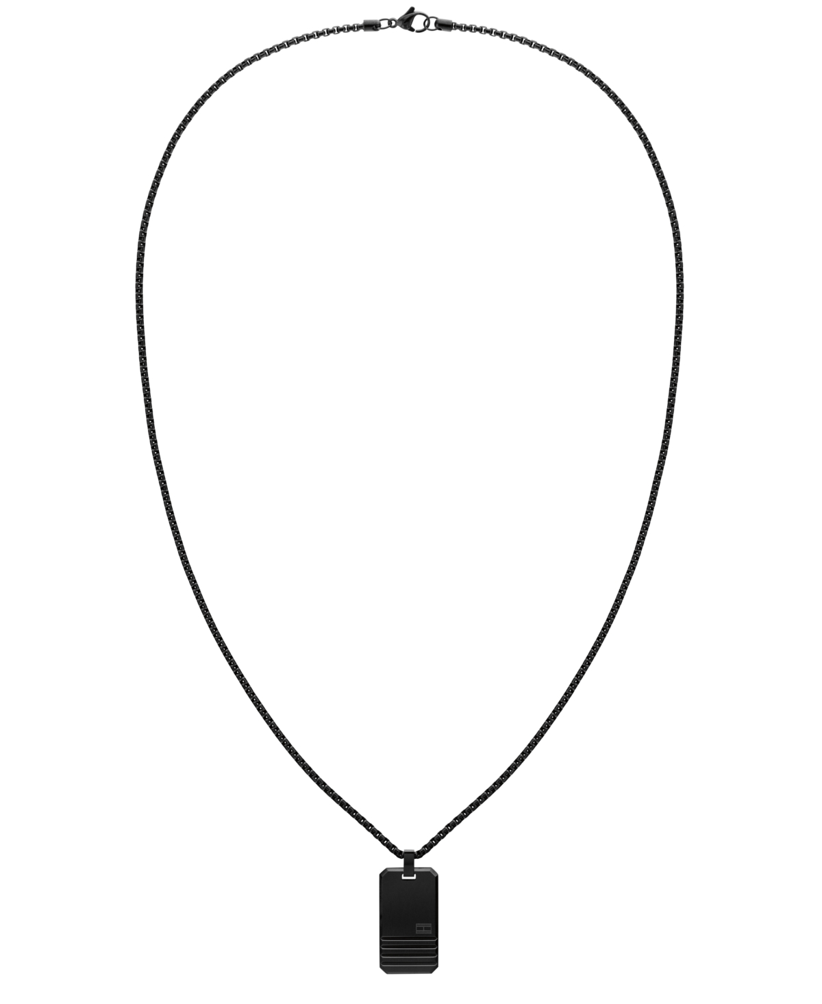 Tommy Hilfiger Men's Black Ionic Plated Dog Tag Pendant Necklace